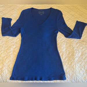 INC International Concepts Blue Ribbed Top